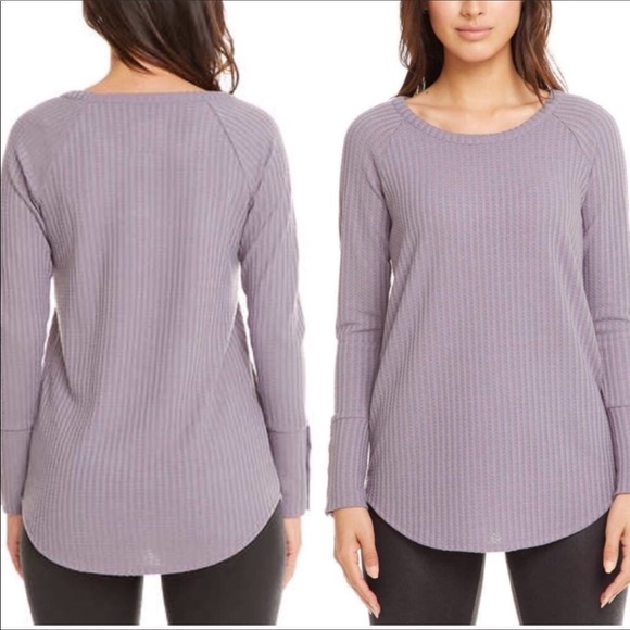 women's waffle knit thermal tops